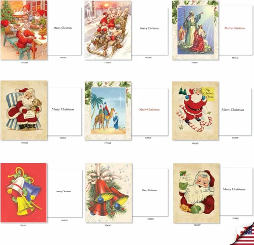 Miniatura 3 de The Best Card Company Juego de 36 tarjetas navideñas surtidas de 4 x 5.12 pulgadas con sobres para hombres y mujeres (diseños de 36 x 1) Vintage