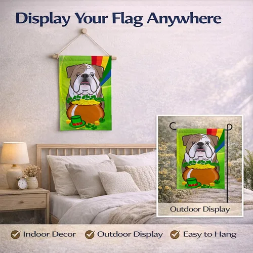 Miniatura 7 de Caroline's Treasures BB1963GF Bandera de Bulldog Inglés para el Día de San Patricio para el jardín, bandera decorativa para patio exterior, patio