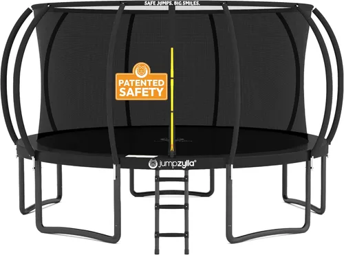 Miniatura 40 de Jumpzylla - Cama elástica recreativa para niños, con red de seguridad, escalera y revestimiento antioxidante, de 8, 10, 12, 14, 15 y 16 pies