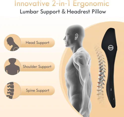Miniatura 2 de FLORICH Cojín para Asiento de Automóvil y Almohada de Reposacabezas con Soporte Lumbar de Espuma Viscoelástica Cojín Ergonómico para Automóvil