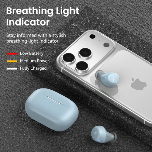 Miniatura 7 de TOZO Auriculares inalámbricos A1 Bluetooth 5.3 de peso ligero en el oído IPX5 Auriculares impermeables 2 micrófonos para llamadas AI, auriculares