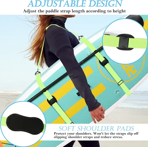 Miniatura 2 de Paddle Board Carry Strap, SUP Kayak Shoulder Straps Paddle Board Accessories for Women and Men Verde fluorescente