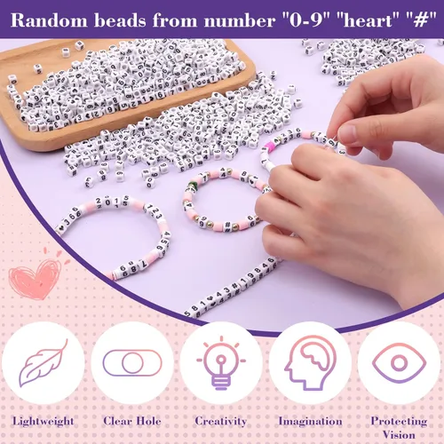 Miniatura 3 de Gresorth 800 cuentas acrílicas de cubo blanco para manualidades, pulseras, collares, llaveros de 0.236 x 0.236 pulgadas