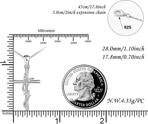 Miniatura 6 de Distance Collar de cruz para mujer, plata de ley 925, collar con colgante para niñas, mamá, esposa, regalo para el día de la madre o cumpleaños