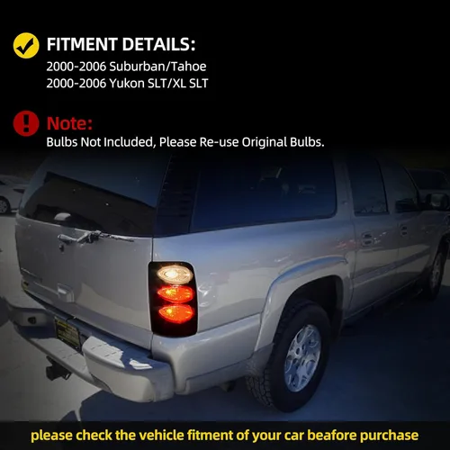 Miniatura 7 de DWVO Luces traseras compatibles con Chevy Suburban Tahoe GMC Yukon SLT 2000 2001 2002 2003 2004 2005 2006 Chevy Suburban Tahoe GMC Yukon SLT (XL)
