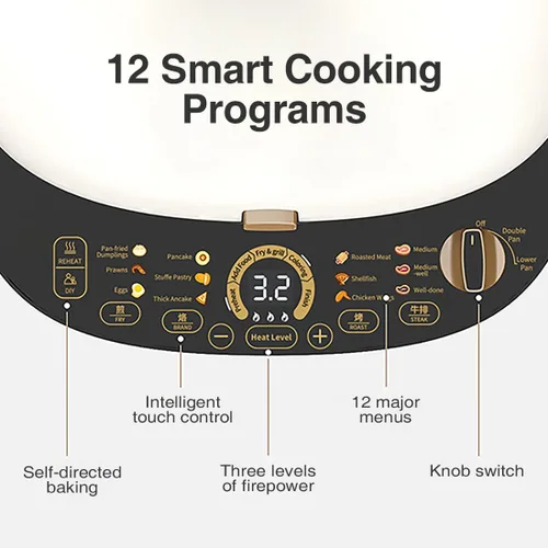 Miniatura 3 de LIVEN Bandeja eléctrica para hornear LR-D3027S, plancha eléctrica extraíble para barbacoa, panadería, bistec, panqueques de huevos, 1500 W