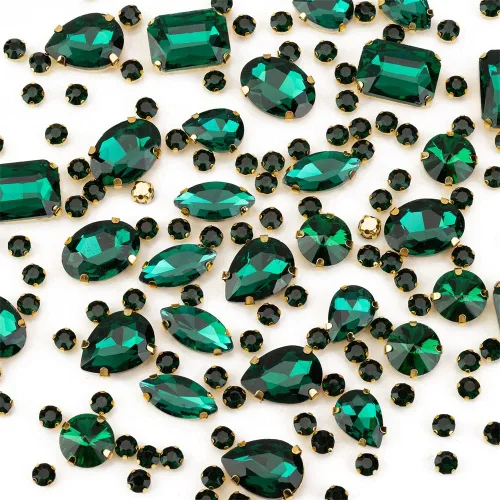 Diamantes de imitación dorados, Choupee Diamantes de imitación para coser, Gemas de vidrio para coser, Joyas para ropa, manualidades de ropa, Garra