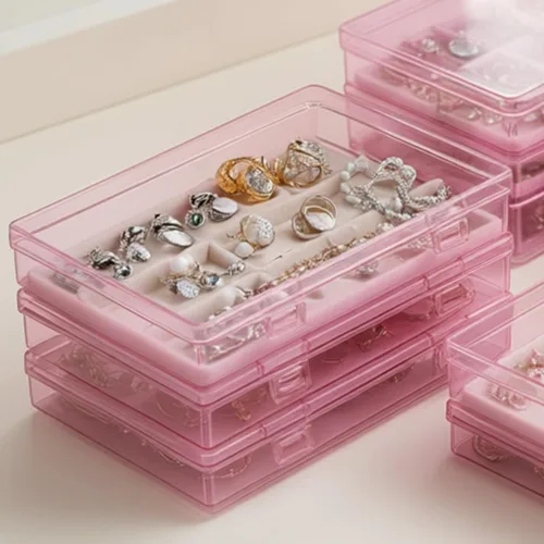 Miniatura 3 de Goodma 4 Piezas Cajas Rectangulares de Plástico Vacías Contenedores Organizadores de Almacenamiento con Tapas con Bisagras para Artículos Pequeños