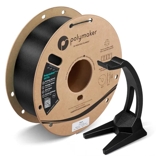 Polymaker PETG - Filamento negro para impresora 3D de 0.069 in, 2.2 lbs, PETG de alta velocidad de hasta 11.811 in/s, nueva fórmula de alta