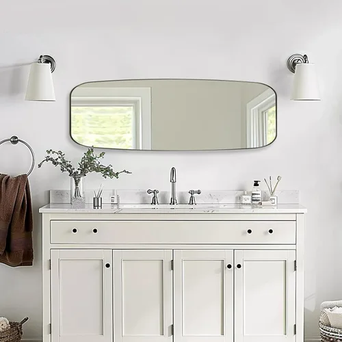 Miniatura 155 de ANDY STAR Espejo de baño de níquel cepillado, espejo ovalado de 20 x 30 pulgadas para baño, espejo oblongo de níquel cepillado con marco de metal