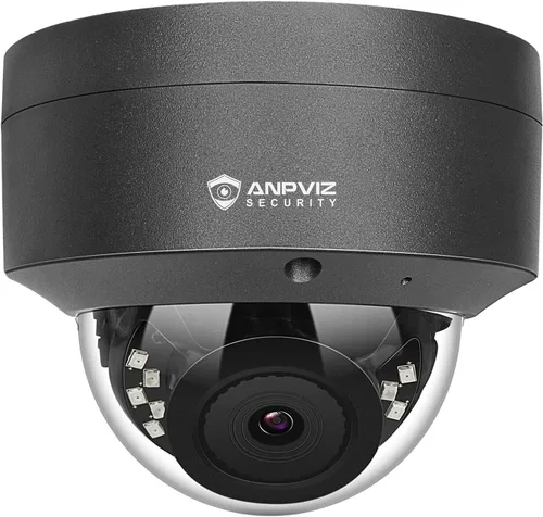 Anpviz Cámara PoE de 5 MP, cámara IP PoE de seguridad para vandalismo al aire libre con audio, visión nocturna de 98 pies, H.265, grabación 24/7 Gris