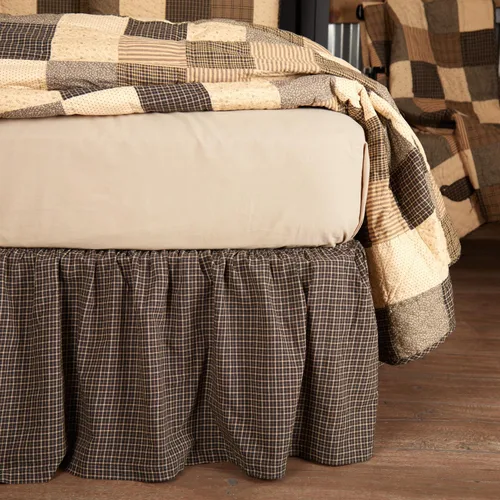 VHC Brands Kettle Grove Decoración de dormitorio, falda de cama King, color negro, 78 x 80 x 16 pulgadas
