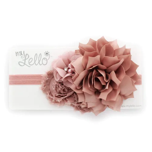Miniatura 6 de My Lello Diadema Shabby Tela Flor Cluster Bebé - Bebé - Niño Pequeño - Niña Elástico Mineral Hielo, Hielo mineral
