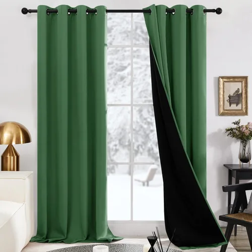 Miniatura 59 de Deconovo Cortinas 100% opacas, cortinas de ventana con aislamiento térmico, paneles reductores de ruido, cortinas de forro negro, con ojales