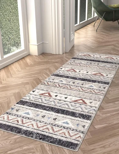 Unique Loom Eco Southwestern Collection - Alfombra de área Holbrook (Runner 2 pies 0 pulgadas x 8 pies 0 pulgadas, gris/negro)