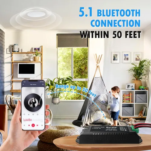 Miniatura 6 de Herdio Amplificador de audio para el hogar Bluetooth 2.0 Sistema receptor de canales para altavoces pasivos con AUX TWS adecuado para techo, marino