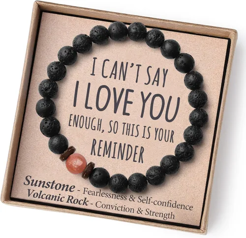 Miniatura 12 de Regalos navideños para adolescentes, hombres, fuerza/confianza, pulseras de piedras preciosas hechas a mano con tarjeta significativa