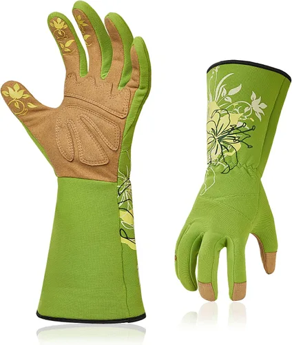 Miniatura 13 de Vgo SL7445 - Guantes de jardinería de cuero sintético para mujer, guantes de trabajo de manga larga, transpirables y con agarre, de alta destreza