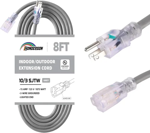 Miniatura 23 de Cable de extensión para interiores y exteriores, resistente a la intemperie con extremo iluminado, certificación UL, calibre 12, 20 pies, color Azul