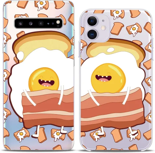 Miniatura 3 de Fundas a juego para parejas compatibles con iPhone 16 15 14 13 12 11 Pro Max Mini Xs X 6s 8 Plus 7+ Xr 10 SE 5 Huevos Regalo de tocino Regalo Mejor