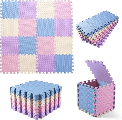 Miniatura 2 de Tapete de juego de espuma para bebé, tapetes entrelazados no tóxicos de EVA, tapetes de piso de espuma de color sólido, tapete de juego para bebé