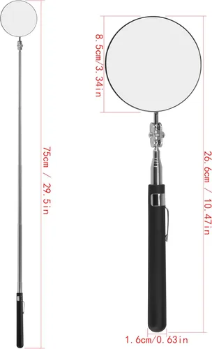 Miniatura 3 de Espejo de inspección telescópico, espejo de inspección circular, espejo de inspección telescópico, espejo de inspección flexible de rotación 360