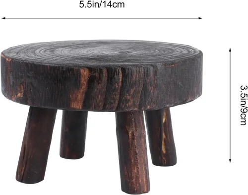Miniatura 2 de VILLCASE Soporte de exhibición de taburete de madera, taburete de madera, soporte para plantas de patio, maceta, estante decorativo para taburete
