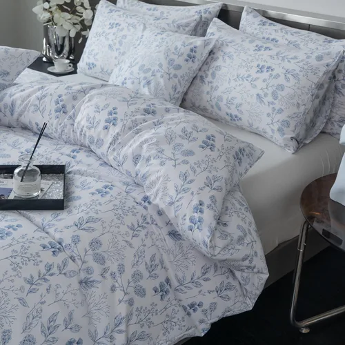 Miniatura 8 de Jane yre Funda de Edredón Queen de Flores de Microfibra Cepillada 3 Piezas Juego de Ropa de Cama Floral Queen Estilo Jardín Patrón Floral Azul Funda