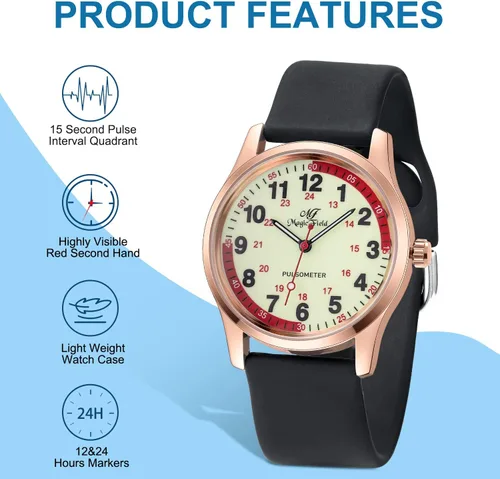 Miniatura 5 de oyeaho Reloj de enfermera para enfermeras, médicos, profesionales médicos, estudiantes, hombres, mujeres, unisex, fácil de leer, esfera luminosa