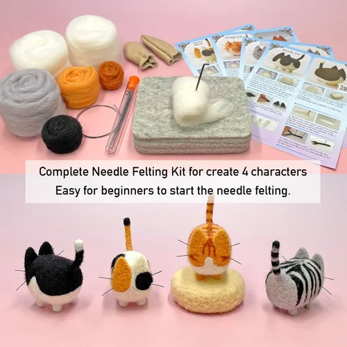 Miniatura 6 de Truslin Kit de fieltro de aguja, manualidades para mujeres adultas, kit de pasatiempos con suministros de fieltro, agujas de fieltro, lana
