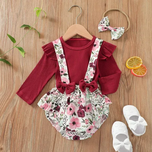 Miniatura 30 de Mameluco de encaje para bebé niña con volantes, manga larga, para recién nacido, otoño, invierno