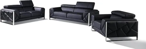 Miniatura 31 de BlackJack Furniture Gianni - Sofá de cuero italiano de grano superior con reposacabezas ajustables de 9 posiciones, patrón geométrico contemporáneo