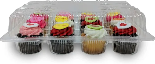 Miniatura 3 de Detroit Forming LBH9222 Contenedor transparente para magdalenas o magdalenas con bisagras 100 por caja Dozen/12 Compartment, Clear, Hinged Lid