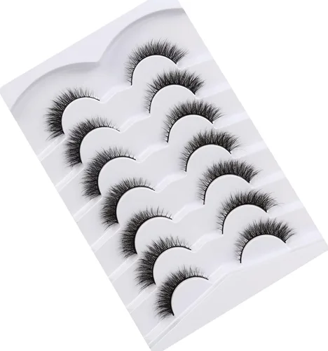 Miniatura 40 de Pooplunch - Pestañas postizas finas de visón sintético, estilo ojo de gato, naturales, cruzadas, tipo racimo, efecto 8D de volumen, tiras