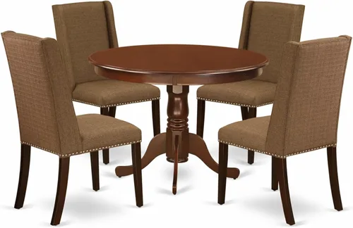 Miniatura 15 de East West Furniture HLFL3-LWH-01 Juego de mesa de comedor de 3 piezas contiene una mesa de cocina redonda con pedestal y 2 sillas de comedor Parson
