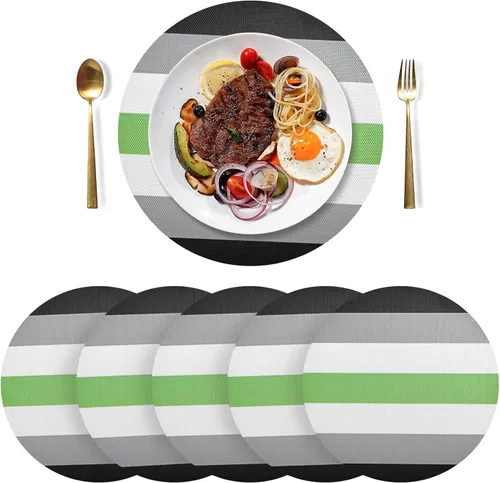 Miniatura 22 de Agender Pride Flag Round Placemats 15 Inch Seasonal Table Mats Decorative Table Mats for Home Kitchen Holiday Decoration
