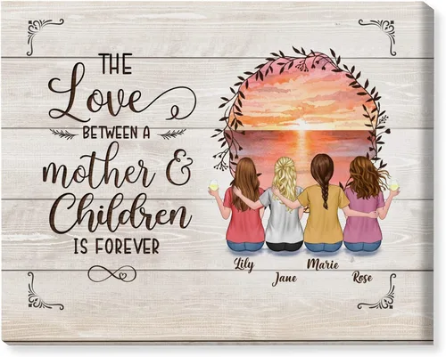 Miniatura 20 de Gossby Lienzo personalizado envuelto para mamá – El amor entre madre e hija es para siempre – Regalo personalizado con nombres de avatares – Regalo