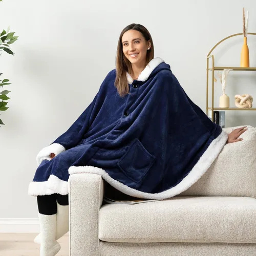 Miniatura 8 de PAVILIA Manta Vestible para Mujeres Adultas, Acogedora Manta Poncho Capa de Vellón de Felpa con Capucha, Chal Súper Suave, Manta Envolvente Angel