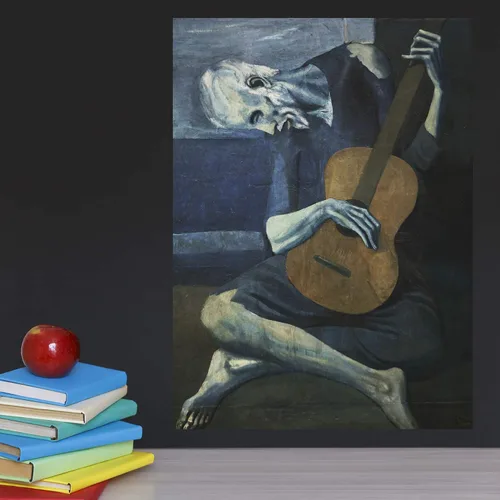 Miniatura 6 de Paquete de 3 – Vitruvian Man por Leonardo Da Vinci + The Old Guitarist por Pablo Picasso + póster de esqueleto de Van Gogh – impresiones artísticas