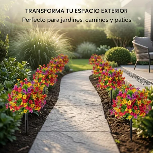 Miniatura 2 de Flores artificiales resistentes a los rayos UV: flores artificiales de 16 pulgadas para exteriores - Estacas de jardín de flores sintéticas