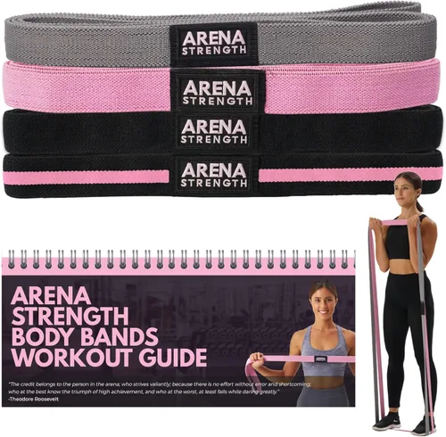 Arena Strength Juego de 4 bandas de resistencia de cuerpo completo de tela larga y bandas de asistencia para dominadas | Bandas de resistencia de
