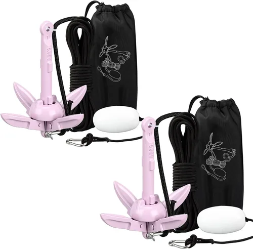 Miniatura 13 de Lounsweer Paquete de 2 anclajes de kayak marino de 1.5/3.5 libras, kit de anclaje plegable para barco, kayak, pesca, accesorios para botes pequeños