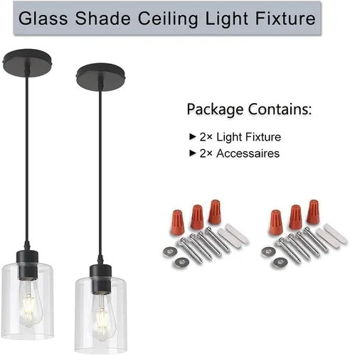 Miniatura 3 de Moderna lámpara colgante cilíndrica de cristal transparente de granja, luces de isla para cocina, mini iluminación colgante para decoración de isla