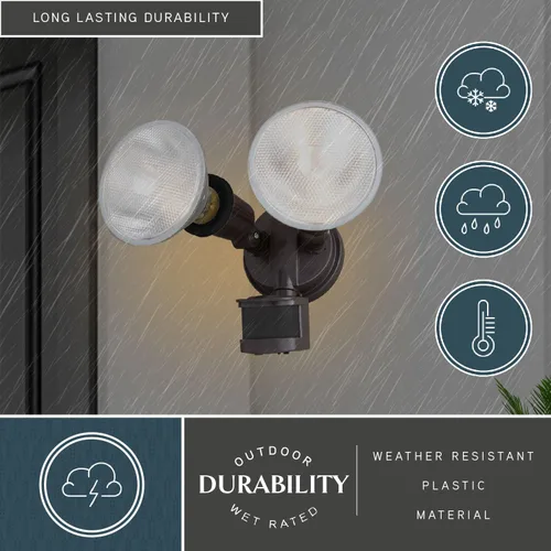Miniatura 6 de VAXCEL Luz de inundación de seguridad para exteriores del atardecer al amanecer con sensor de movimiento de bronce, 2 cabezales de luz ajustables, 4
