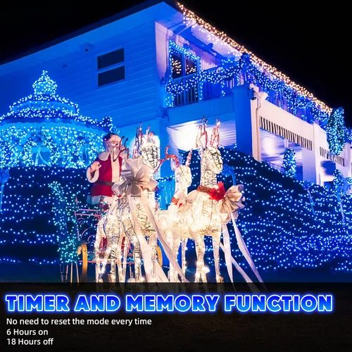 Miniatura 5 de Aurelema 640 luces LED de Navidad para exteriores, extra largas, 8 modos, impermeables, con 120 gotas, guirnalda de luces colgantes con control