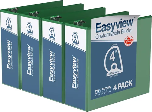 Miniatura 30 de Easyview - Carpetas prémium de 3 anillas con cubiertas transparentes y anillos en D, carpetas para escuela u oficina, 5 pulgadas, paquete de 4