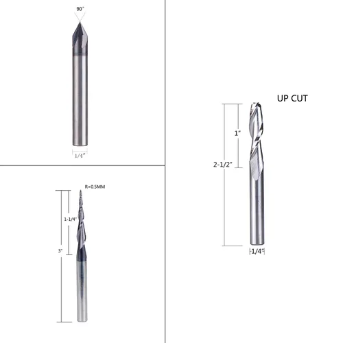 Miniatura 3 de SpeTool Juego de Brocas de Router CNC para Talla de Perfil en V con Ranura de Gravación de Carburo Sólido de 1/4 Pulgada de Vástago