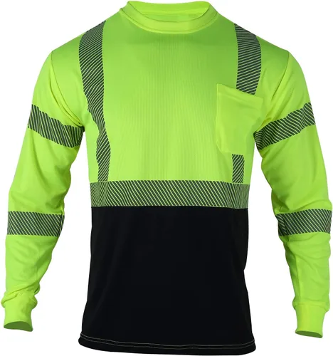 Miniatura 2 de VENDACE Camisetas de seguridad reflectantes de alta visibilidad con manga larga ANSI Clase 3 Hi Vis para trabajo en construcción, camisetas