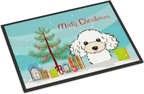 Miniatura 166 de Caroline's Treasures BB1616MAT - Tapete para puerta delantera de árbol de Navidad y sabueso afgano de 18 x 27 pulgadas, para interiores