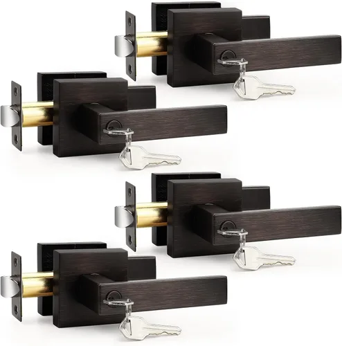 Miniatura 16 de Probrico Paquete de 4 manijas de puerta simuladas en negro mate, manijas interiores que no giran, manijas reversibles resistentes para interiores